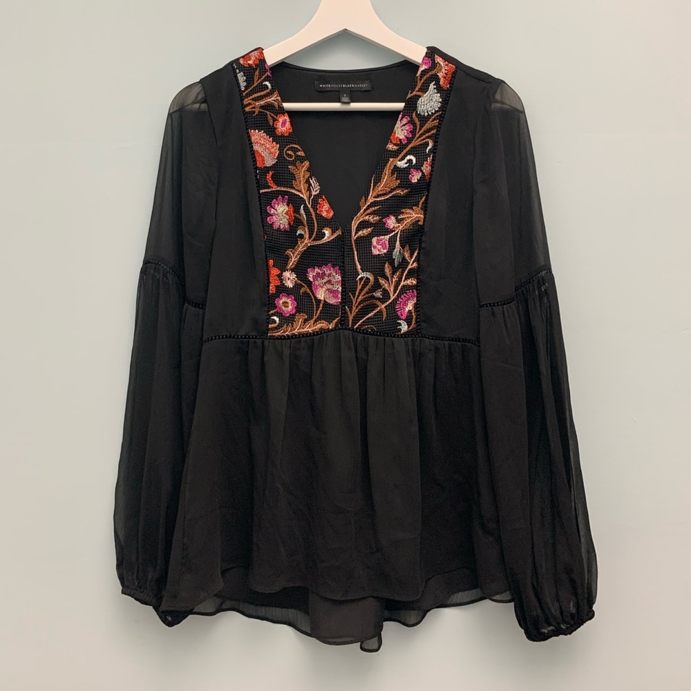 White House Black Market Black Blouse